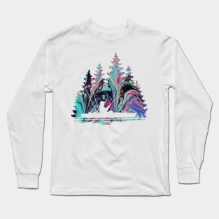 Abstract Silhouette of a Kayak Fisherman Long Sleeve T-Shirt